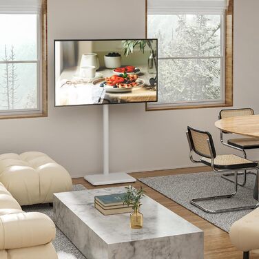 Підставка для телевізора TVON, 32-55 дюймів, регульована висота, поворотна, VESA 400x400, до 40 кг, біла