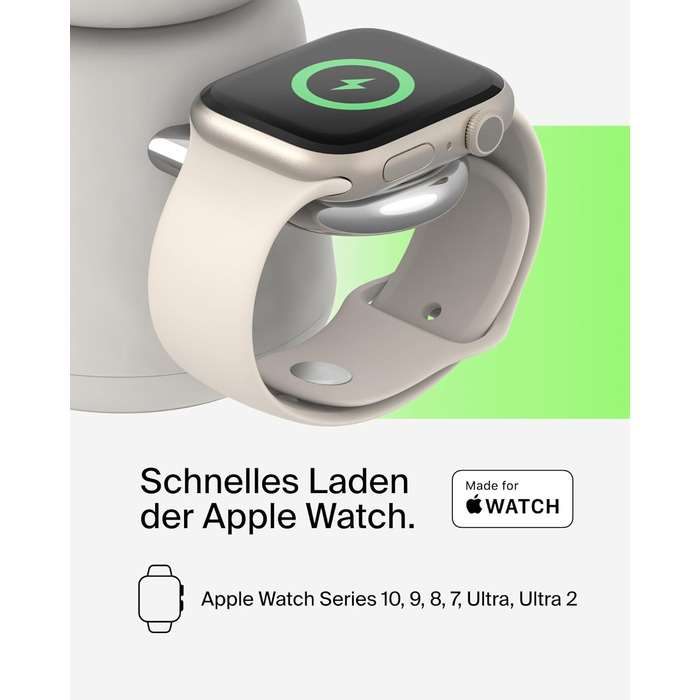 Belkin BoostCharge Pro 2-в-1: Бездротова зарядка Qi2 15W MagSafe для iPhone, Apple Watch, AirPods – Пісочний колір