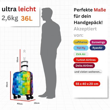Чемодан NOWI Hartschaenkoffer Mittegroß: 68 літрів, 8 коліс, ABS, з TSA-замком та телескопічною ручкою. Ідеальний для подорожей, ручної поклажі та середніх поїздок