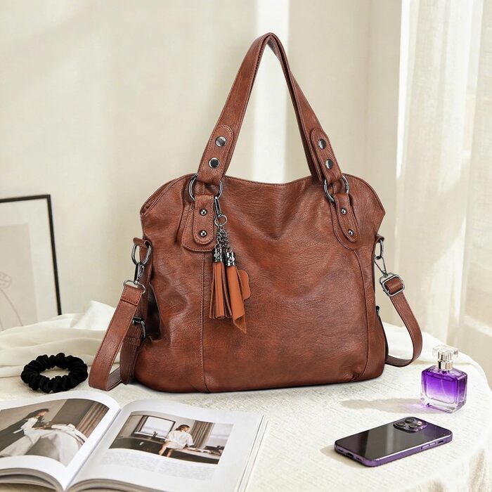 Сумка жіноча VINBAGGE з PU шкіри, шопер, коричнева (G-braun) для офісу та на кожен день