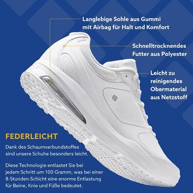 Чоловічі робочі кросівки Shoes for Crews Evolution II з антиковзкою підошвою – комфортні, дихаючі, водонепроникні, для ресторанів, кухонь, кафе, магазинів, офіціантів, кухарів (42 EU, білий)