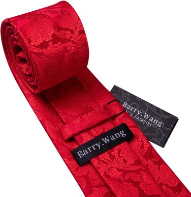 Набір краваток Barry.Wang для весілля: краватка, кишеньковий хустинка та запонки (червоний)