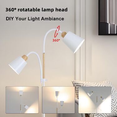 Світлодійна торшер ANTENLICHT YOYO з лампою для читання | E27, 60W | 360° регулювання | Вінтажний металевий торшер для вітальні | 159 см, зелений, без лампочки