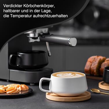 Набір з 4 чашок капучино з блюдцями, 320 мл, кераміка, для капучино, лате, американо та чаю, білий