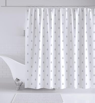 Штора для душу YOUNG DA текстильна біло-сіра з малюнком 