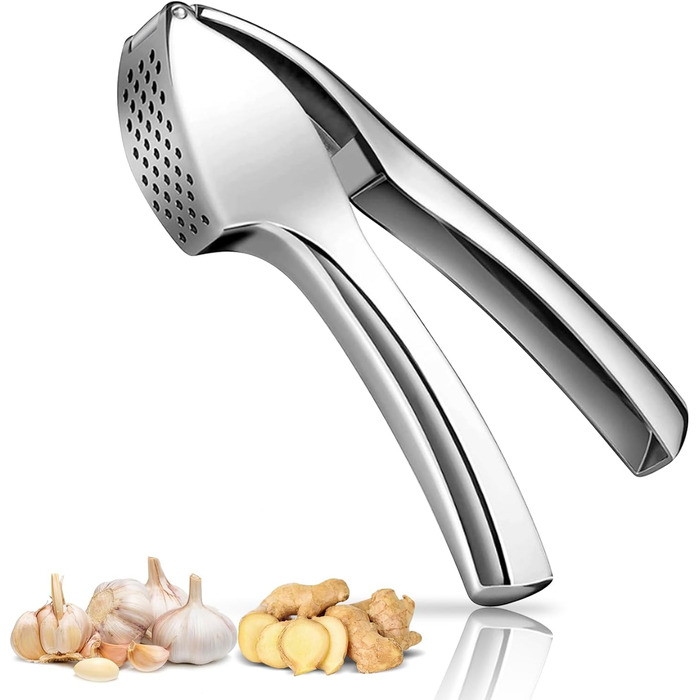Преса для часнику з нержавіючої сталі, легке вичавлювання, професійна преса для часнику, набір для подрібнення та очищення часнику, легко миється