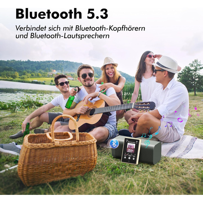 MP3-плеєр 32GB з Bluetooth 5.3 та динаміком, портативний Hi-Fi плеєр для дітей з 2.8-дюймовим сенсорним екраном, FM-радіо та диктофоном, підтримка TF-карт до 128GB (Золотий)