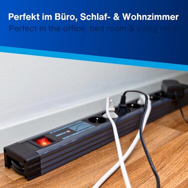 Многофункціональна мережева розетка SupraGuard з вимикачем, 2.5м кабель, захист від перенапруги та мережевий фільтр (Aluopik, 9 розеток)