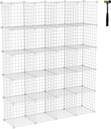 C&AHOME Wire Cube Storage, 6 - Metal Cube Organizer with C-Grid, Modular Shelf Units, Storage Container Shelves, Closet Organizer, 93.5 in L x 31.8 in W x 93.5 in H, (20 cubes, White)