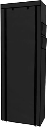 INTIRILIFE Folding Wardrobe 170x58x28 cm in Raven BLACK - with Zipper Fabric Wardrobe, Clothes Rack, Shoe Shelf with 9 Storage Compartments - Camping Storage Box, Textile Wardrobe