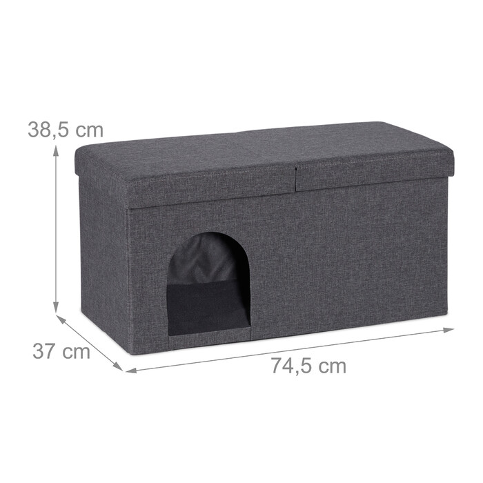 Relaxdays Cat Cave in Grey with Lid