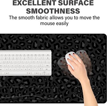 Килимок для миші 80x40 см 3-в-1 з підставкою для зап'ястя та клавіатури, антиковзаюча основа, стильний дизайн для геймерів, дому та офісу (J3-Gepard)