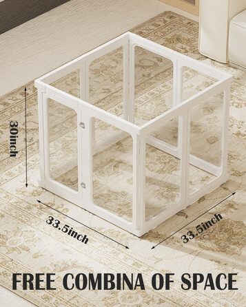 Льотний загін для цуценят у приміщенні: стабільний прозорий акрил, 10 панелей, 76,2 см, легка збірка, універсальний для собак, котів, кроликів