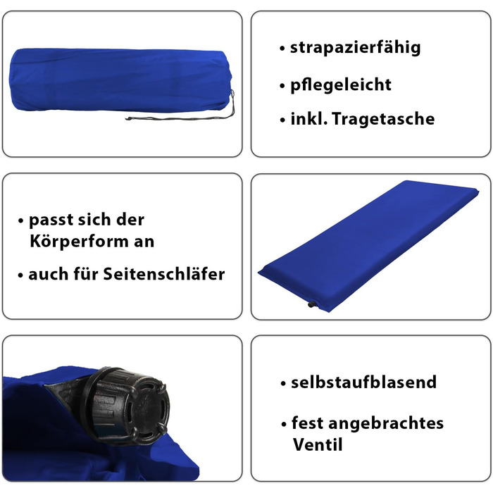 Килимок для кемпінгу Alpidex Isomatte Camping, 200 x 66 x 6 см, самонадувний, темно-синій