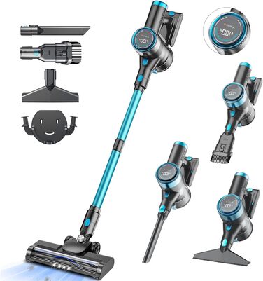 Cordless Vacuum Cleaner, 45000Pa/550w/65 Mins Vacuum with LED Touchscreen, 1.5L Dust Collector, Cordless Vacuum for Pet Hair, Hardwood Floors, Tiles, Carpets, and Car Interiors