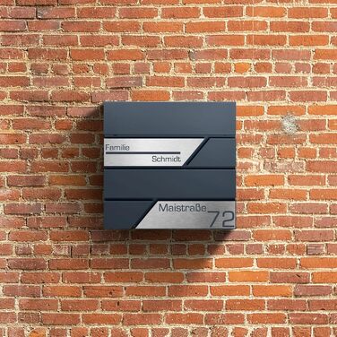 Поштовий ящик з газетницею антрацит, нержавіюча сталь, настінний, з замком та газетницею - лазерне гравіювання