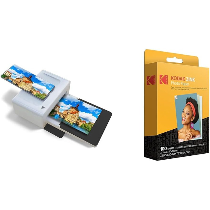 Фотодрук Kodak Dock Plus 4PASS Mobiler: принтер для фото 10x15 см + 10 листів фотопаперу (чорний)