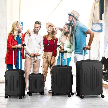 Набір валіз LALAHO 4 шт., туристичний набір з ABS пластику, з телескопічною ручкою, ручна поклажа (чорний)