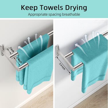 Тримач для рушників YUMORE, подвійний, з нержавіючої сталі, 80 см, для ванної кімнати та кухні