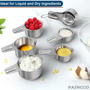 Paincco Measuring Cups & Spoons Set, 21 Pieces, including 7 stackable and nestable measuring cups, 9 measuring spoons & 5 mini measuring spoons, for dry and liquid ingredients