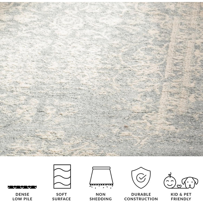 Килим SAFAVIEH Distressed для вітальні, їдальні, спальні - колекція Adirondack, короткий ворс, 122 x 183 см (сірий та кремовий)