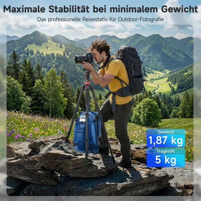 Штатив для камери Rollei Compact Traveler No.2 XL: алюмінієвий відеоштатив з гідравлічною головкою, вилітним плечем та моноподом, висота 212 см