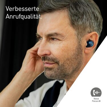 Technics EAH-AZ100E-S Бездротові навушники з активним шумозаглушенням, 10 мм драйвер, Multipoint Bluetooth, Voice Focus AI, комфортні, срібні (Mitternachtsblau)