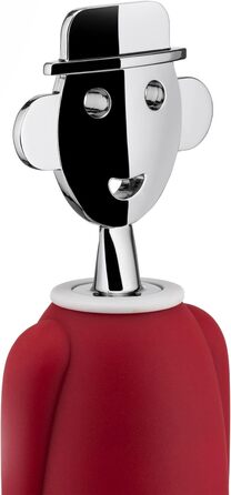 Alessi AAM23 R Corkscrew - Red Chrome-Plated Zamak & Thermoplastic Resin Design Bottle Opener