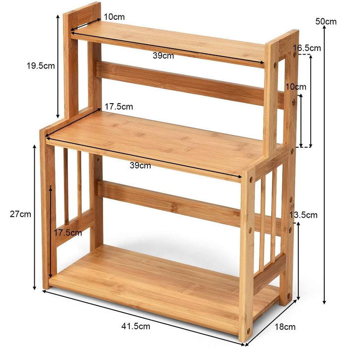 GIANTEX 3-Tier Bamboo Spice Rack, Corner Kitchen Shelf Organizer, Wooden Spice Stand Natural, Standing Kitchen Spice Rack, Kitchen Shelf System Spice Organizer Kitchen Organizer for Kitchen