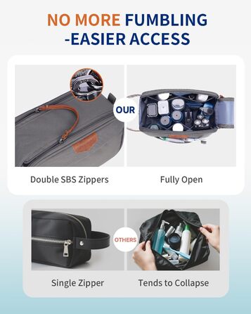 Чоловіча дорожня косметичка ECOHUB, водонепроникна, з великим відділенням та відділенням для мокрого одягу, з переробленого PET, з подвійною блискавкою, сірого кольору