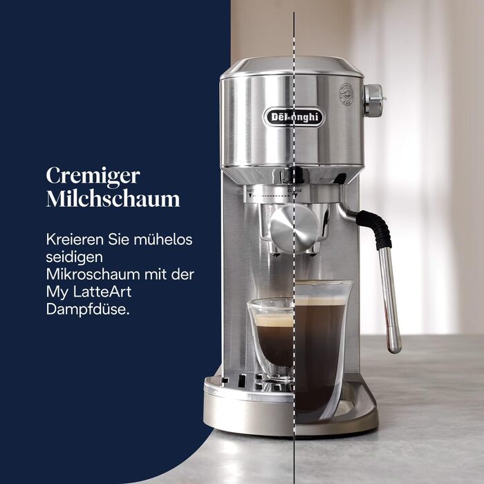 Еспресо-кавомашина De'Longhi Style EC 685.B Dedica 2025 з професійним капучинатором, 15 см, для кави та ESE Pads