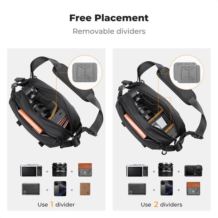 Рюкзак для камери K&F Concept, фотосумка, квадратна сумка, рюкзак для дронів DJI Mavic, сумісний з Canon/Nikon/Sony (Чорний, S)
