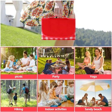 Водонепроникна пікнікова ковдра WAIZHIUA 200x200 см для пляжу, кемпінгу та відпочинку на природі (червона)