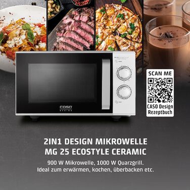 Мікрохвильова піч CASO MG 20 Ecostyle Ceramic з грилем, 25 літрів, дизайн, Testsieger Haus & Garten Test, CASOTEK дно