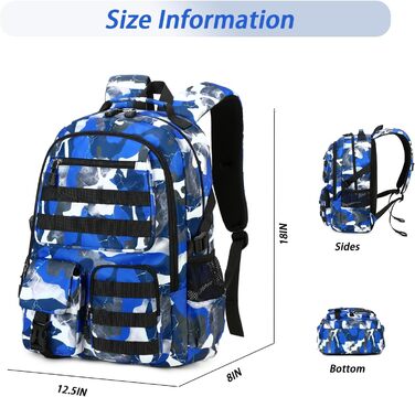 Шкільний рюкзак для хлопчика-підлітка, водонепроникний, світлий, синій