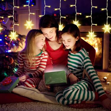 Льоново-снігові гірлянди AUAUY для прикраси дому та саду, 6м, 40 LED, тепле світло, 2 режими, водонепроникні, з пультом (4м)