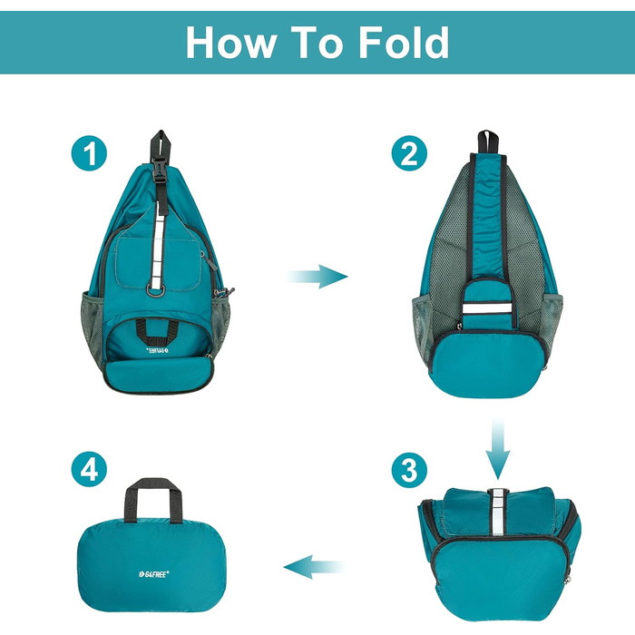 Сумка через плече G4Free Brusttasche - Складна нагрудна сумка, поясна сумка для подорожей, хайкінгу, велоспорту, бігу, альпінізму (блакитно-зелений)