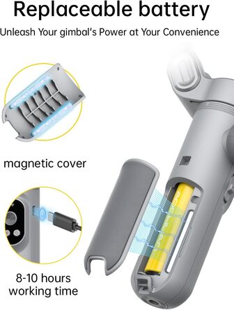 Стабілізатор для смартфона AOCHUAN 3-осьовий з RGB-підсвічуванням, для iPhone/Android, з функцією трекінгу обличчя, комплект Smart X Pro (Сірий)