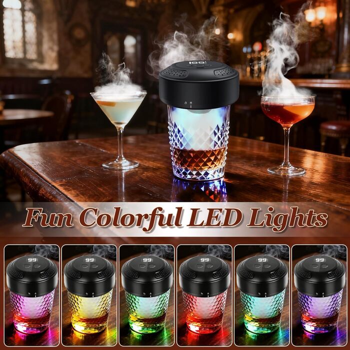 Електричний набір для приготування коктейлів з копченням, 6 смаків, дерев'яні тріски, ретро-сито для напоїв. Подарунок на ювілей, день народження, Різдво для чоловіків, батька.