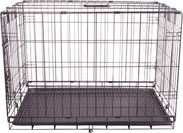 Міцна складана переноска для собак з металевого дроту з піддоном, одностулковими дверима, 76,2 x 48,3 x 53,3 см, чорна
