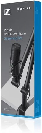 Мікрофон Sennheiser Profile USB з конденсаторною капсулою | Підтримка Plug & Play, ідеальний для подкастів та стрімінгу | Комплектація: настільний штатив та кабель USB-C 1.2м | Чорний (700065)