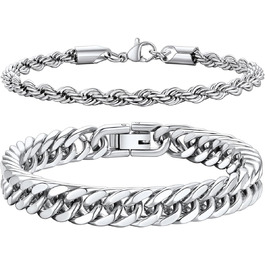 Набір браслетів для чоловіків Richsteel з нержавіючої сталі, 2 шт/3 шт, чорний/сталь/золотий, 9/8/4 мм, довжина 19/21/23 см, для подарунка