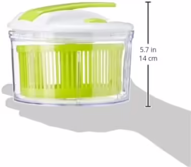 Ibili Salad Spinner with Pedal Function 24 cm, Stainless Steel, White/Green/Silver, (16 x 16 x 14 cm)