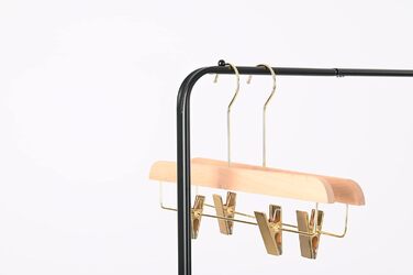 Metal Clothes Rack with 2 Shelves and Clothes Rod on Wheels, Wardrobe Stand for Bedroom, Living Room, Hallway at Home and the Office (White/Black)