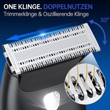 Електричний чоловічий триммер для бороди та тіла з 4 насадками, USB, вологостійкий, чорний