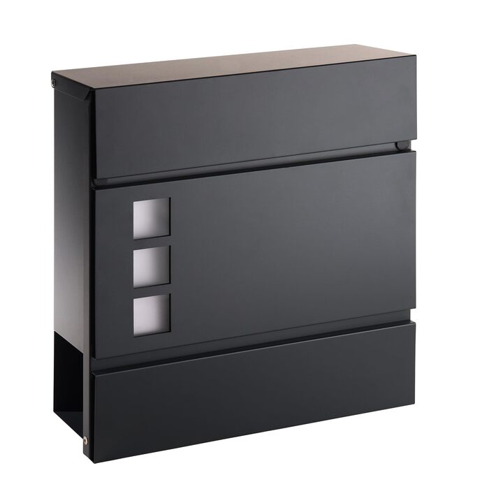 Поштова скринька Forgard Helsingborg антрацит з газетницею (RAL 7016), персоналізована, з монтажним комплектом, з цинкової сталі