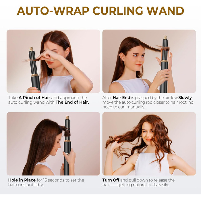 Фен-щітка 6 в 1 для волосся, Airstyler Set, автоматичний локонів, термощітка, фен, для жінок, чорний