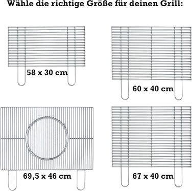 Решітка для гриля FLAMMBURO 67x40 см, з нержавіючої сталі, міцна, для барбекю