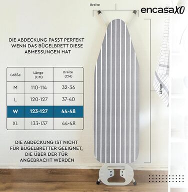 Чохол для прасувальної дошки Encasa XO Roma 125x39 см, сірі смуги, з термозахистом та товстим шаром наповнювача
