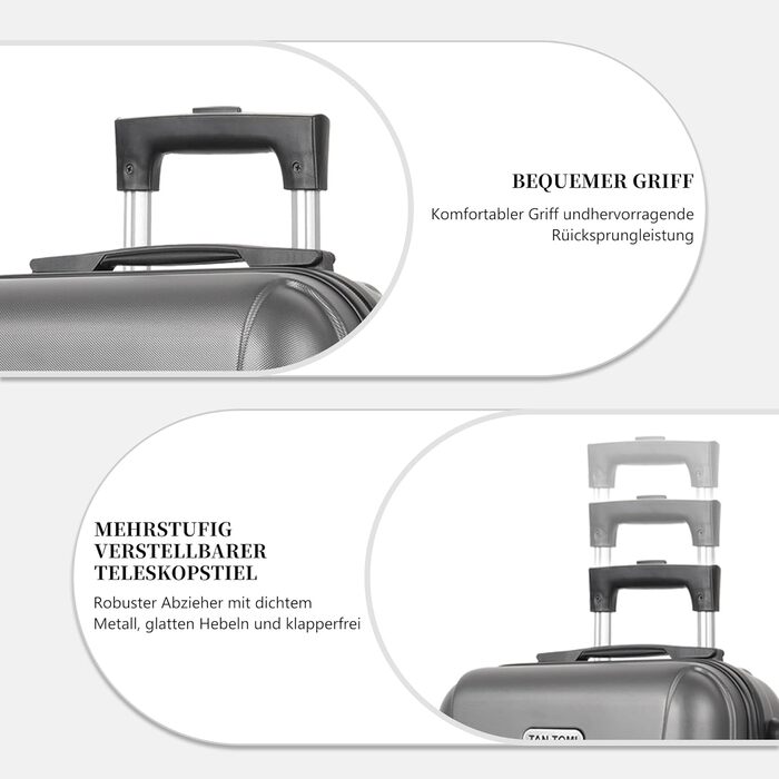 Великий валіз з ABS пластику на колесах, Trolley, валіз для подорожей з 4 колесами (360°), кодовий замок з 3 цифрами та телескопічний ручка з алюмінію (XL – 95л, Темно-сірий)